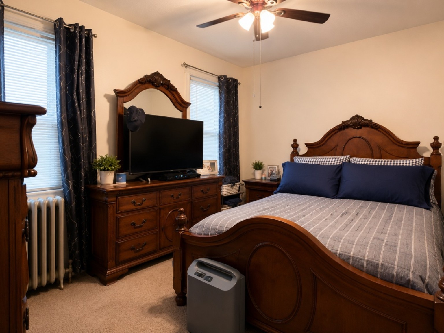 Bedroom with traditional wood furniture